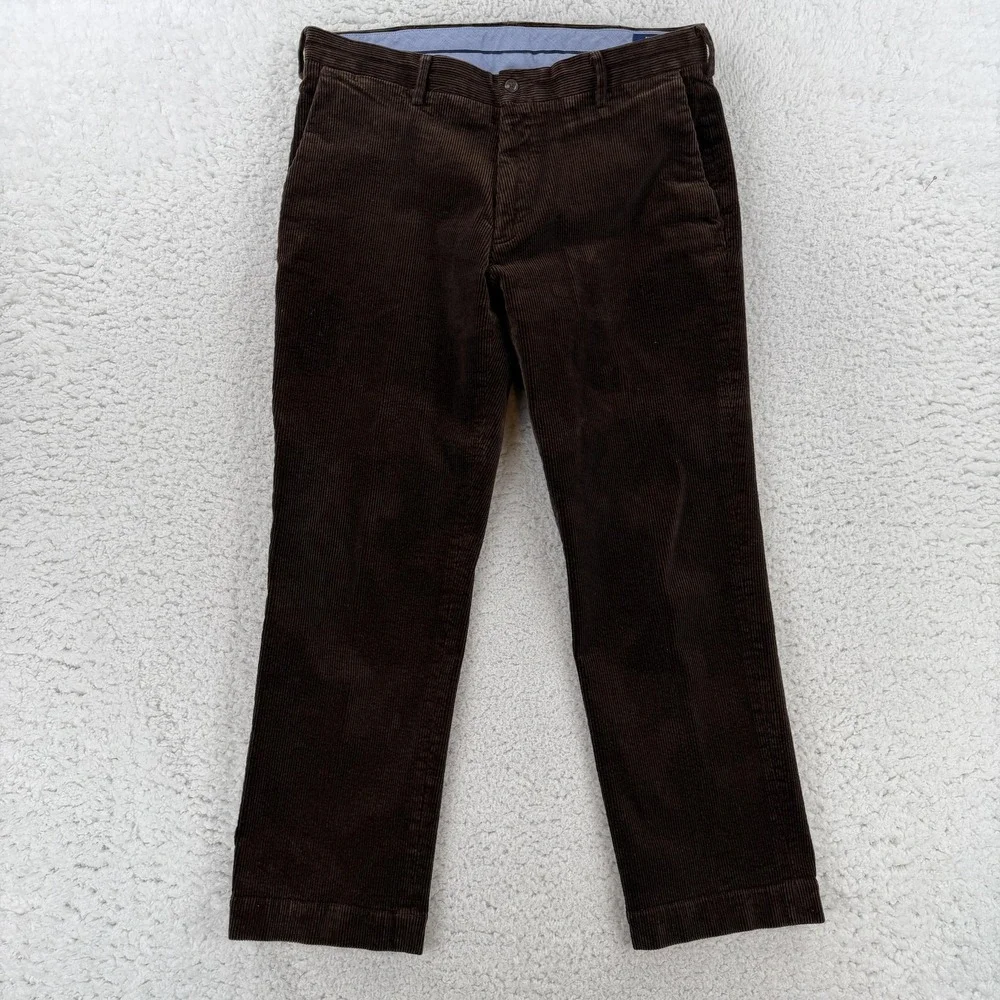 Polo Ralph Lauren Corduroy Chino Pants Mens 35x27 Brown Classic Fit Altered Hem